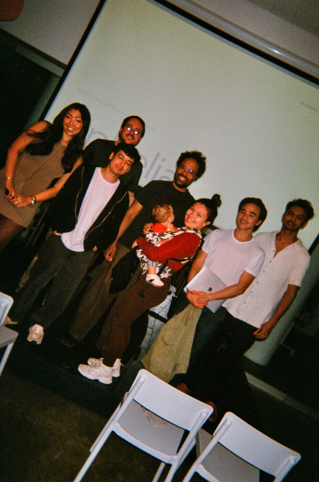 A group of guests posing together at Ophelia Demo Night